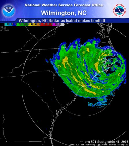 Wilmington, NC Radar as Isabel makes landfall