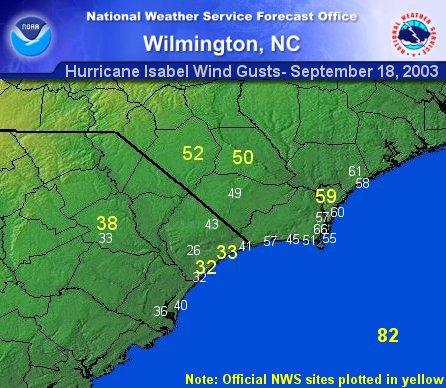 Hurricane Isabel Wind Gusts