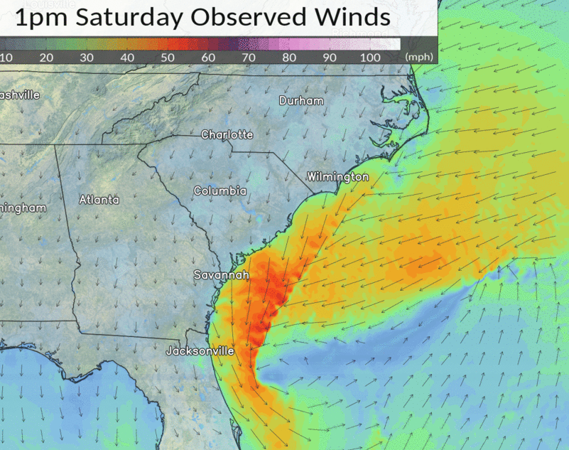 Model analyzed wind gusts Nov 6-7, 2021