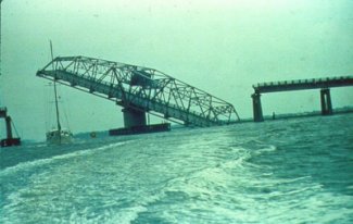 Ben Sawyer Bridge damaged after Hurricane Hugo. Credit NOAA/NWS Charleston.