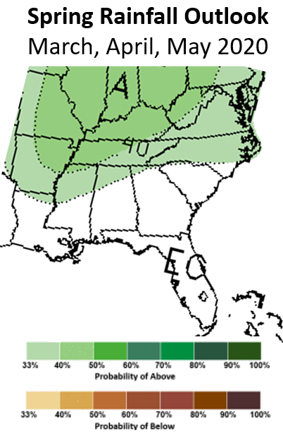 Spring 2020 rainfall outlook from the NWS Climate Prediction Center