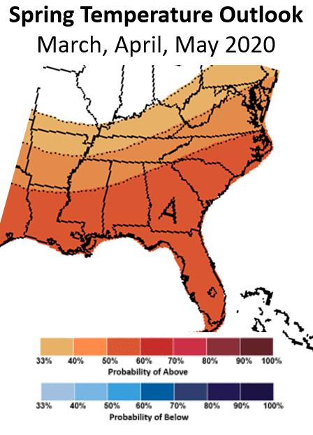 Spring 2020 temperature outlook from the NWS Climate Prediction Center