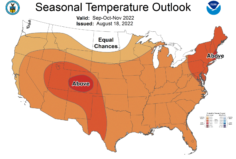 Fall 2022 CPC temperature outlook