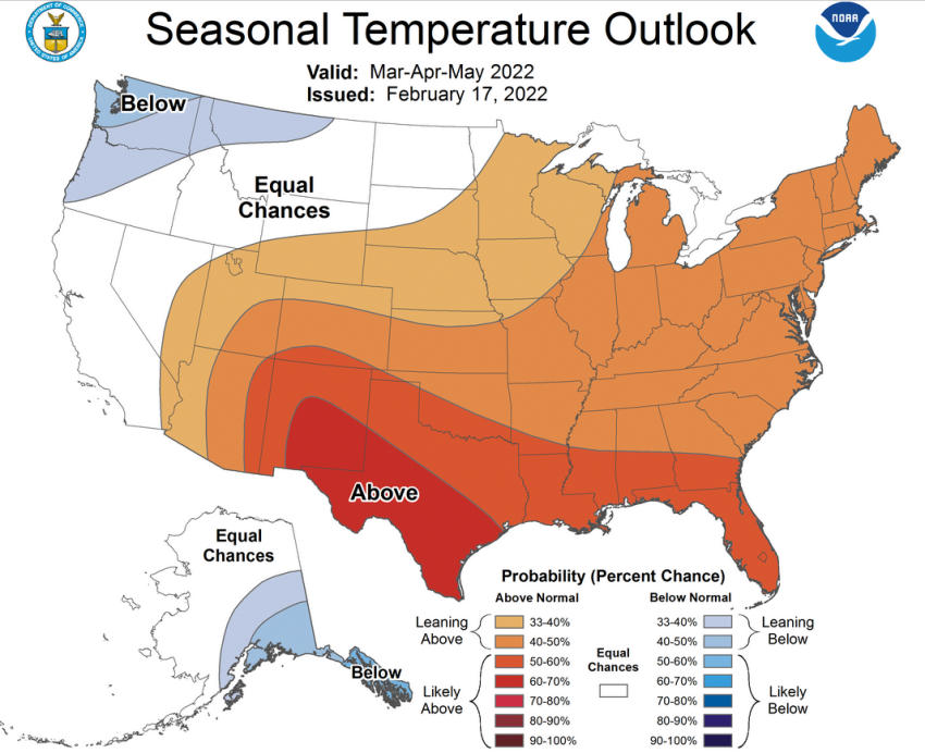 CPC Spring 2022 Temperature Outlook