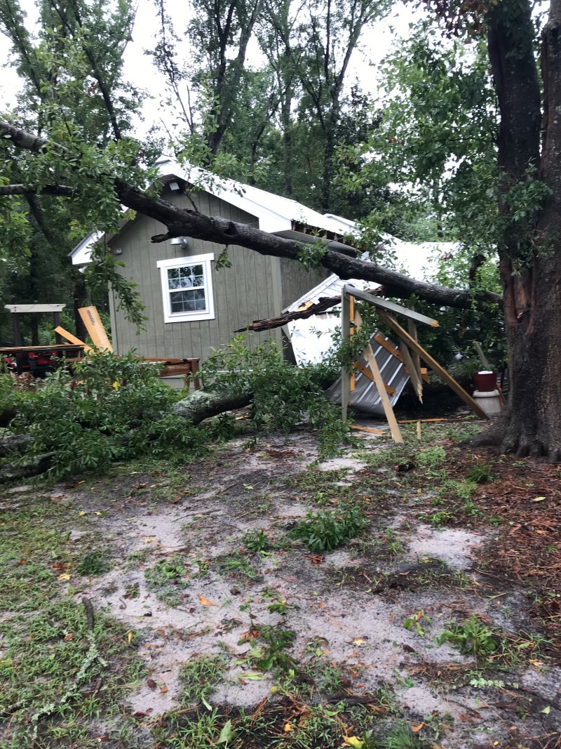 Damage from an EF1 tornado in the Silver Lake community south of Wilmington