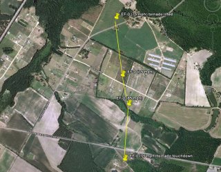 Graphic of the tornado path