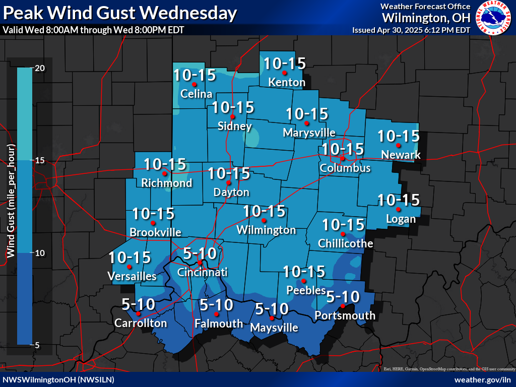 NWS ILN Hazards forecast WindGust_Day1_CWA