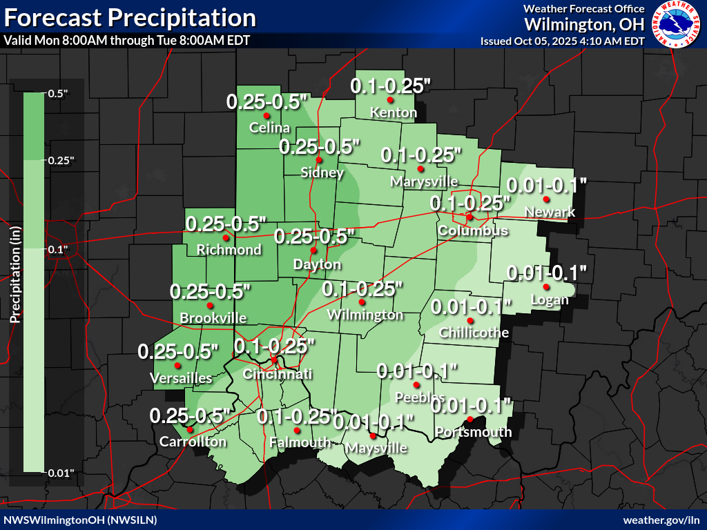 Tomorrow's 12 Hour Ranfall Totals