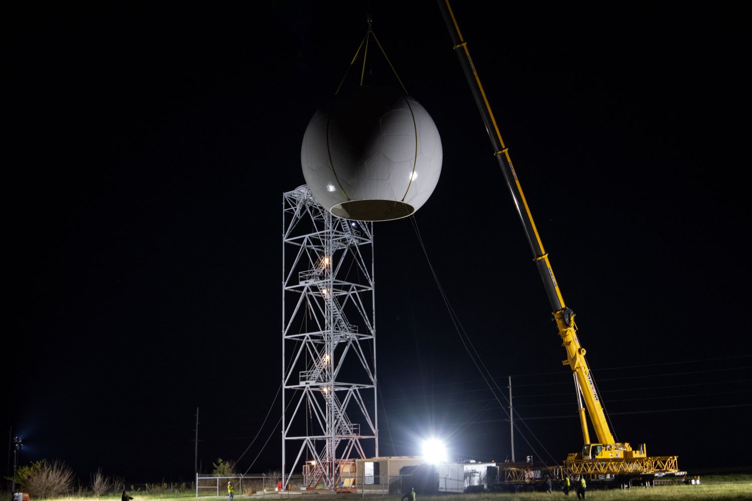 Radar dome being removed