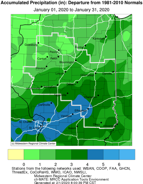 Jan 2020 Precipitation Departure from Normal