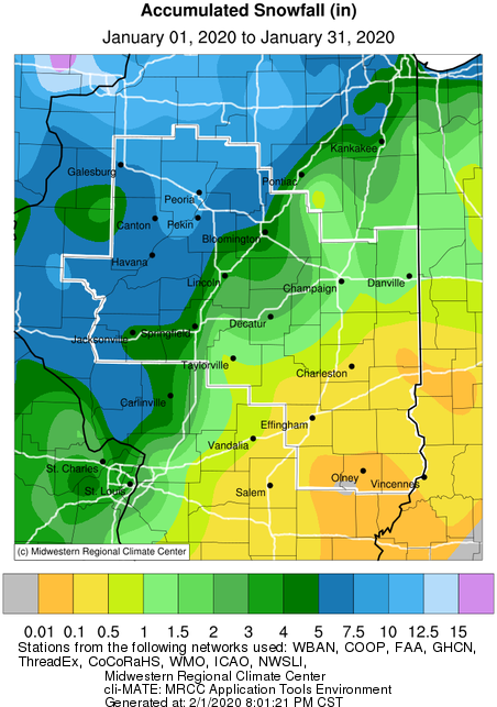 Jan 2020 Central IL Snowfall