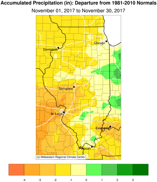 Nov 2017 IL Precipitation Departure from Normal