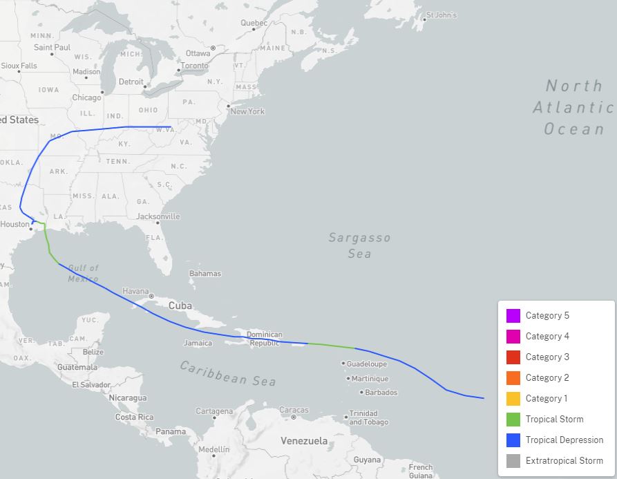 Track of Tropical Storm Claudette of 1979