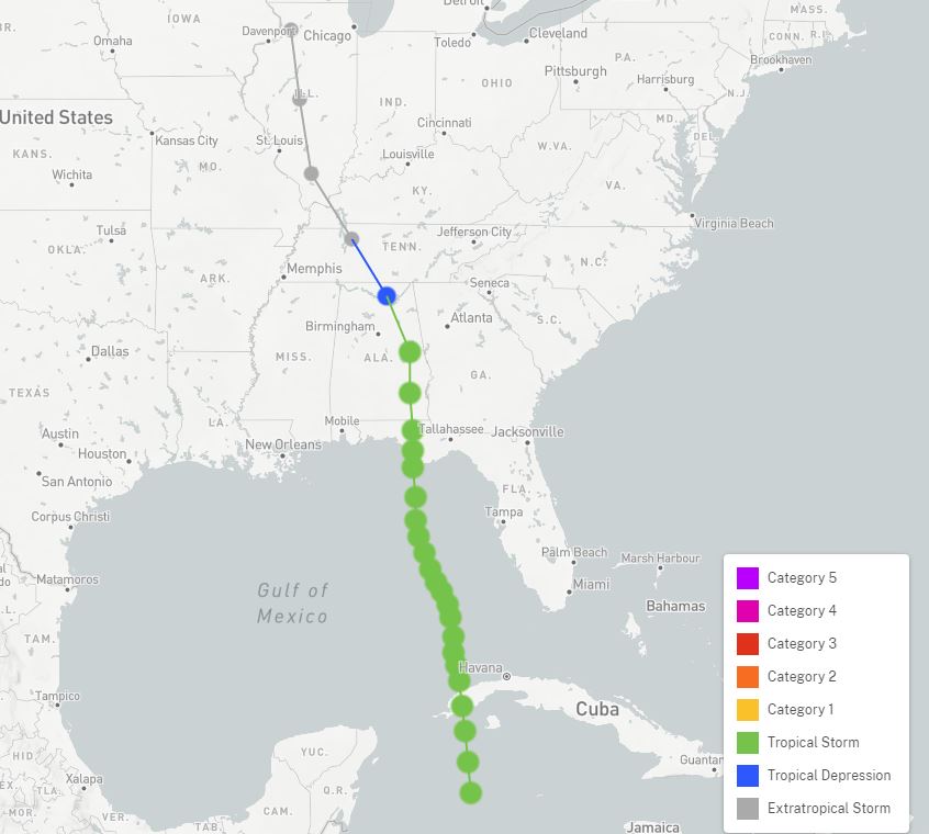 Climatology of Tropical Storm/Hurricane Remnants in Illinois