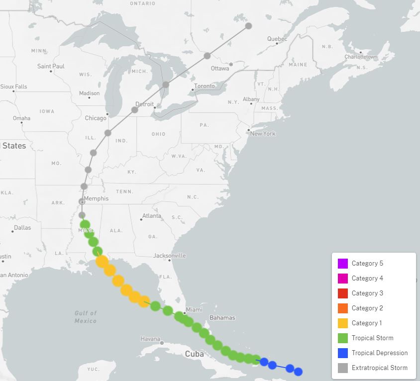 Climatology of Tropical Storm/Hurricane Remnants in Illinois