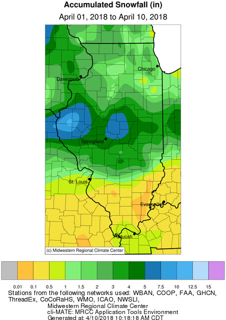 Snowfall totals in April