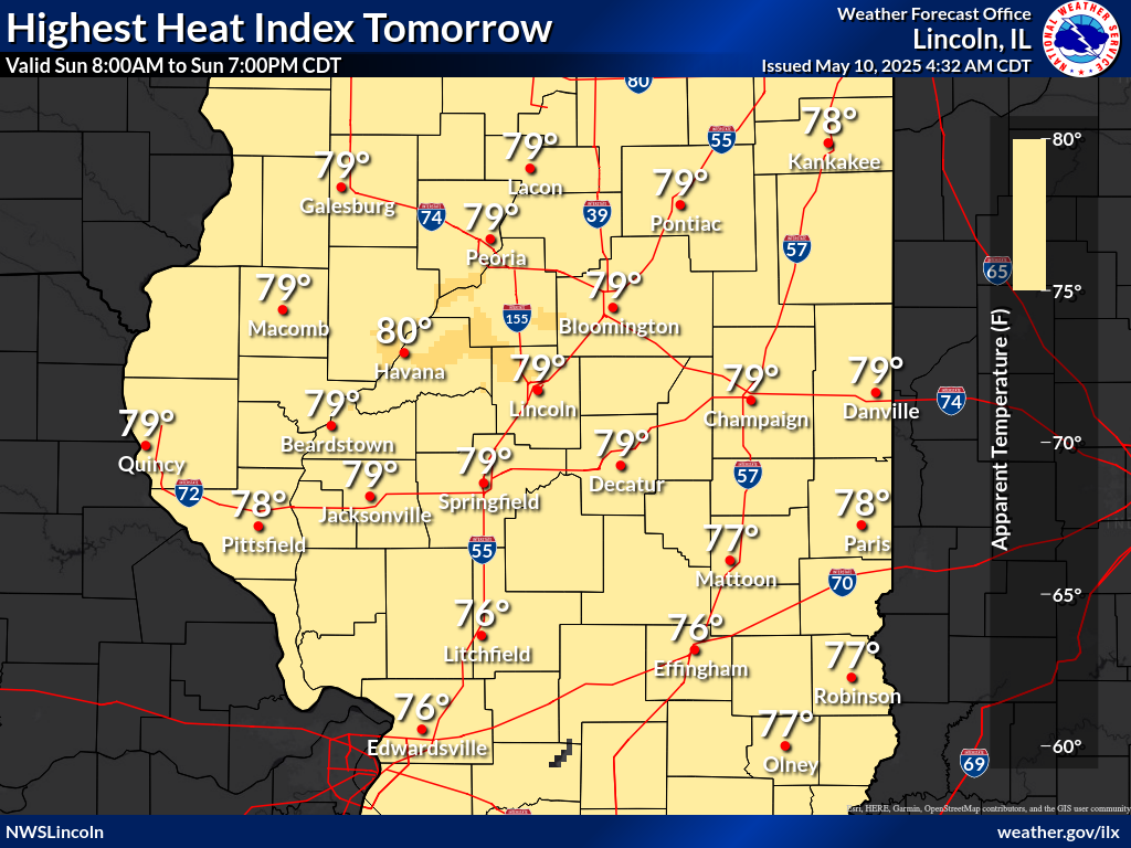 Maximum Heat Index Tomorrow