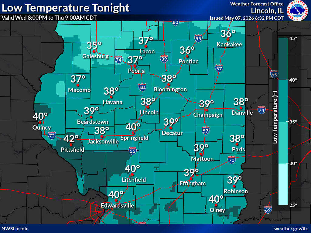 Tonight's low temperatures
