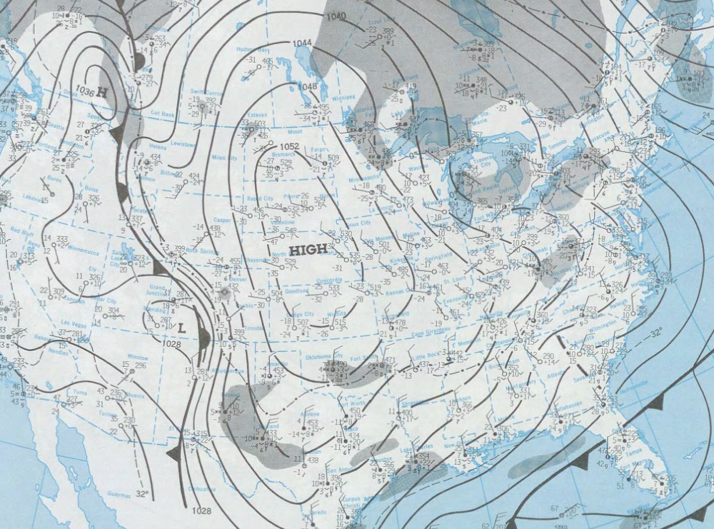 Surface map from 6 am December 22, 1989