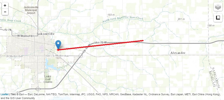 Track Map of Jacksonville F2 tornado