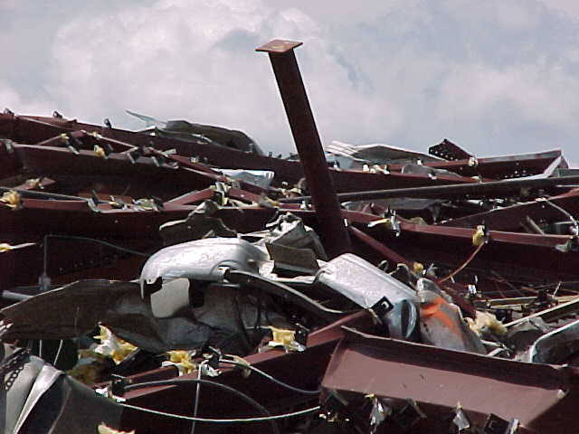 Remains of a car at the Parsons plant