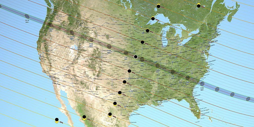 Eclipse map, courtesy NASA