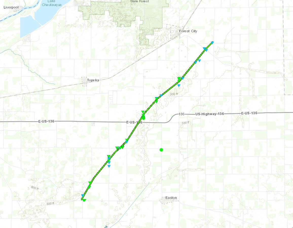 Easton/Forest City tornado map