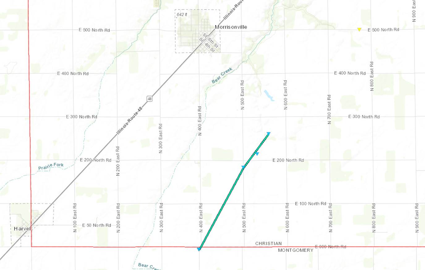 Morrisonville tornado track map