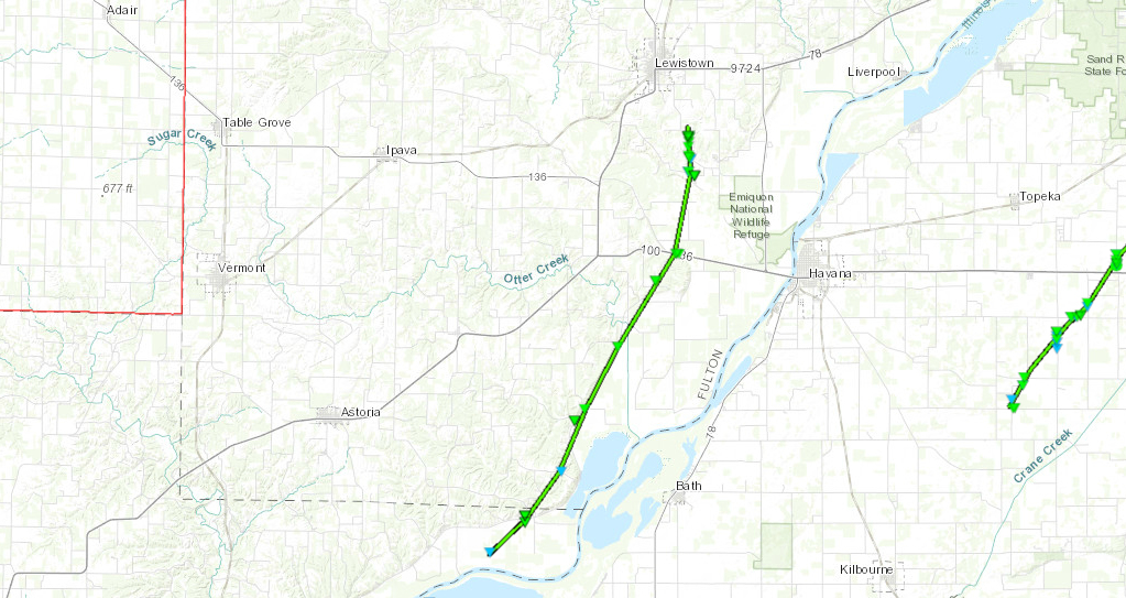 Bluff City/Lewistown tornado track map