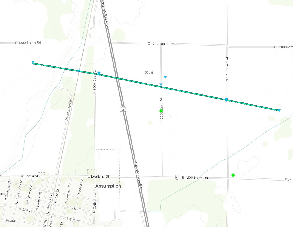 Track map of Assumption tornado
