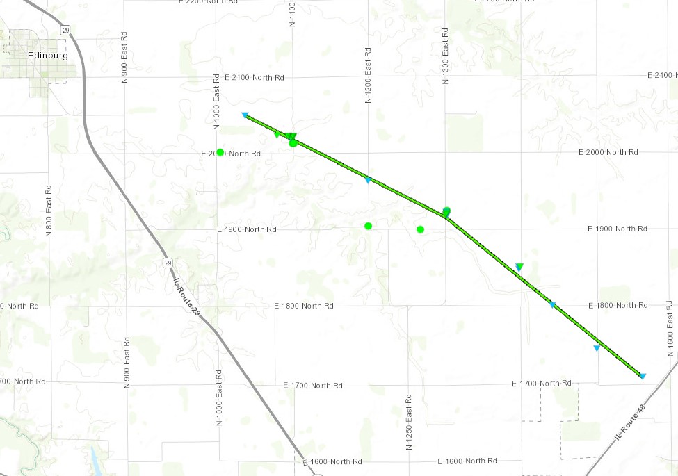 Track map of Edinburg area tornado