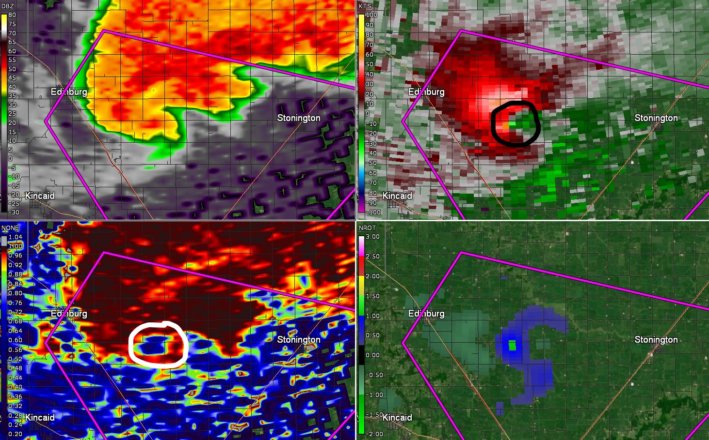 Radar images from 9:11 pm