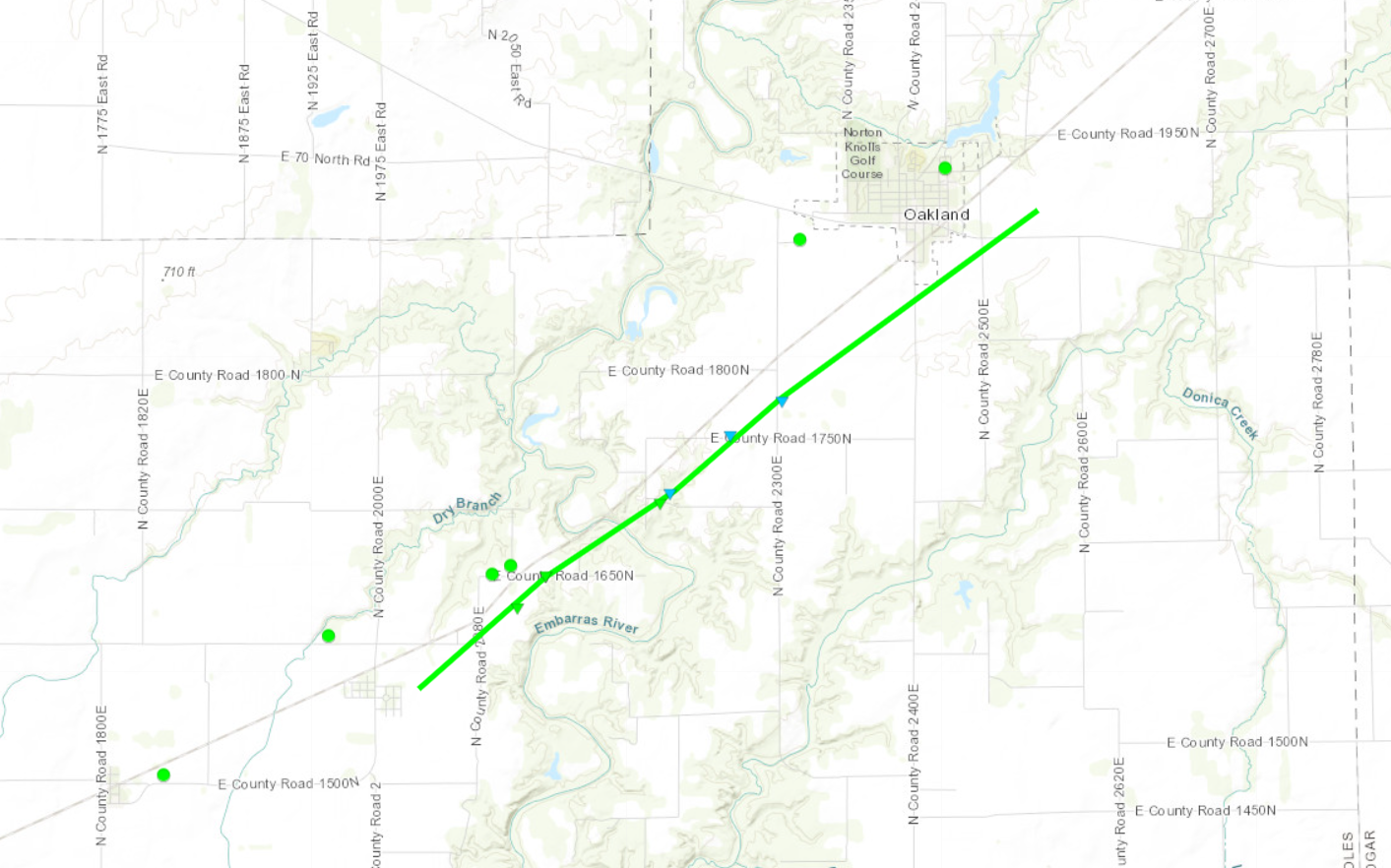 Oakland Tornado track map