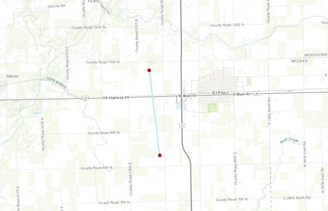 Track Map for El Paso tornado