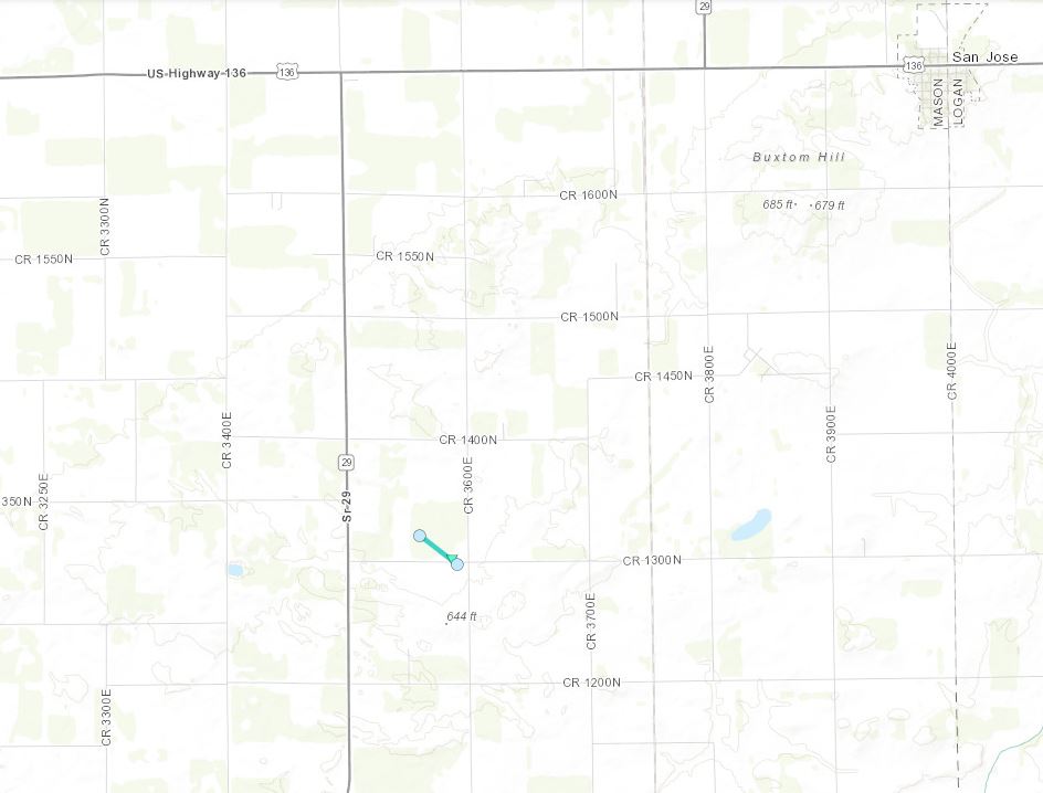 Track map of tornado north of Mason City