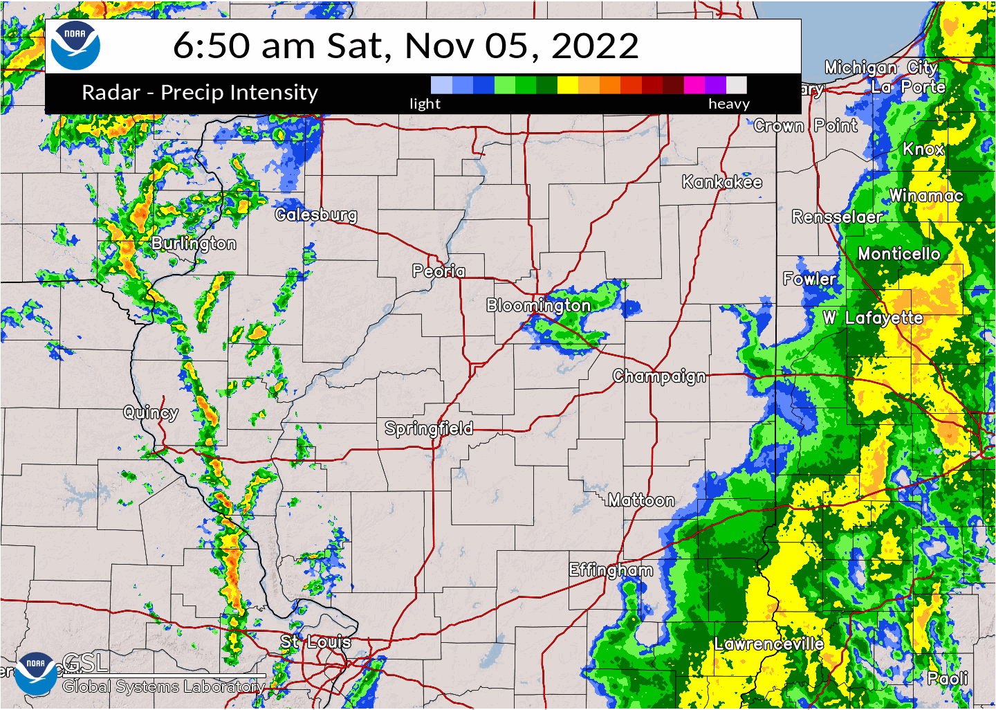 Radar loop from 6:50 am to 10:50 am