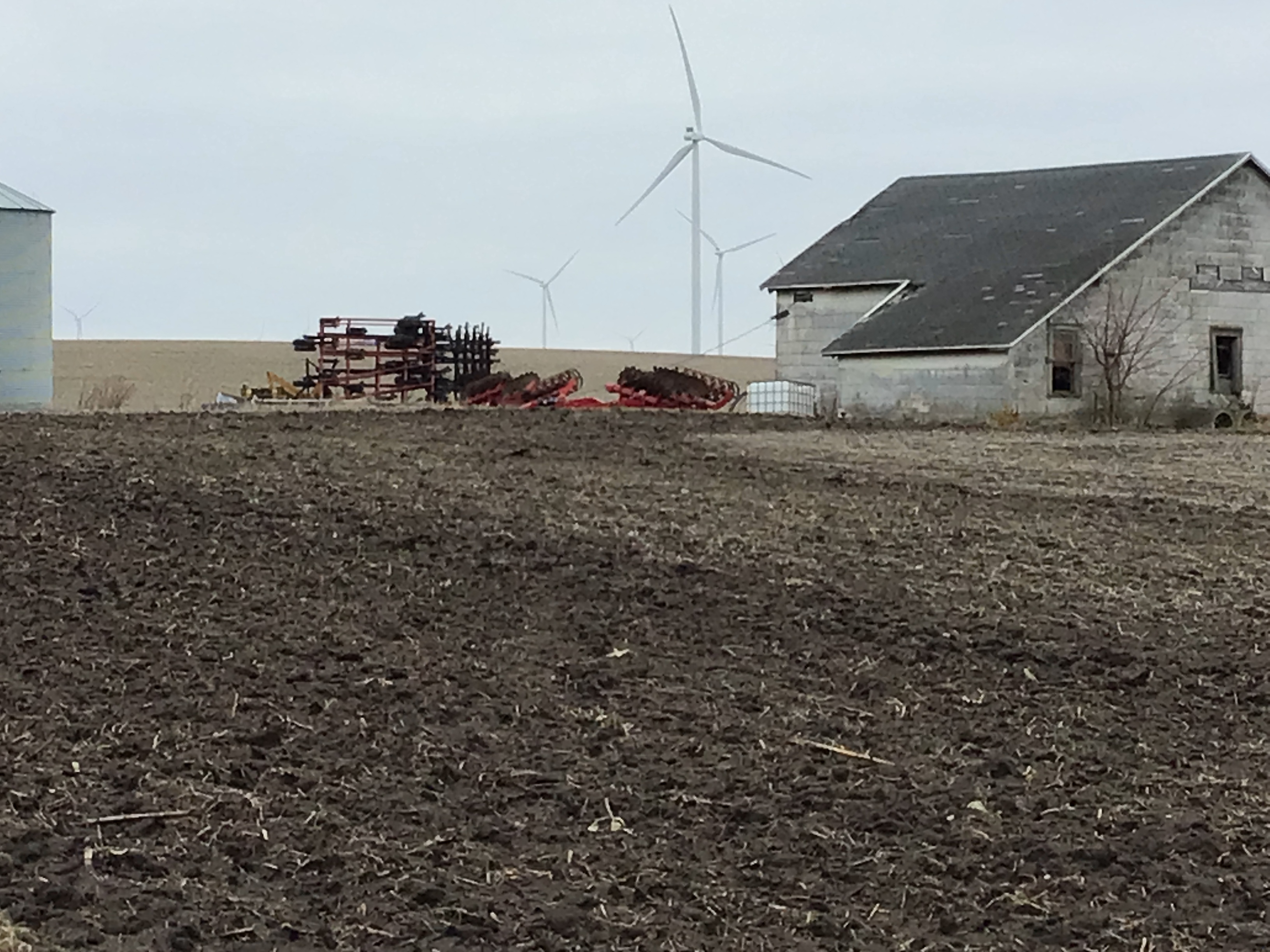 Farm machinery overturned
