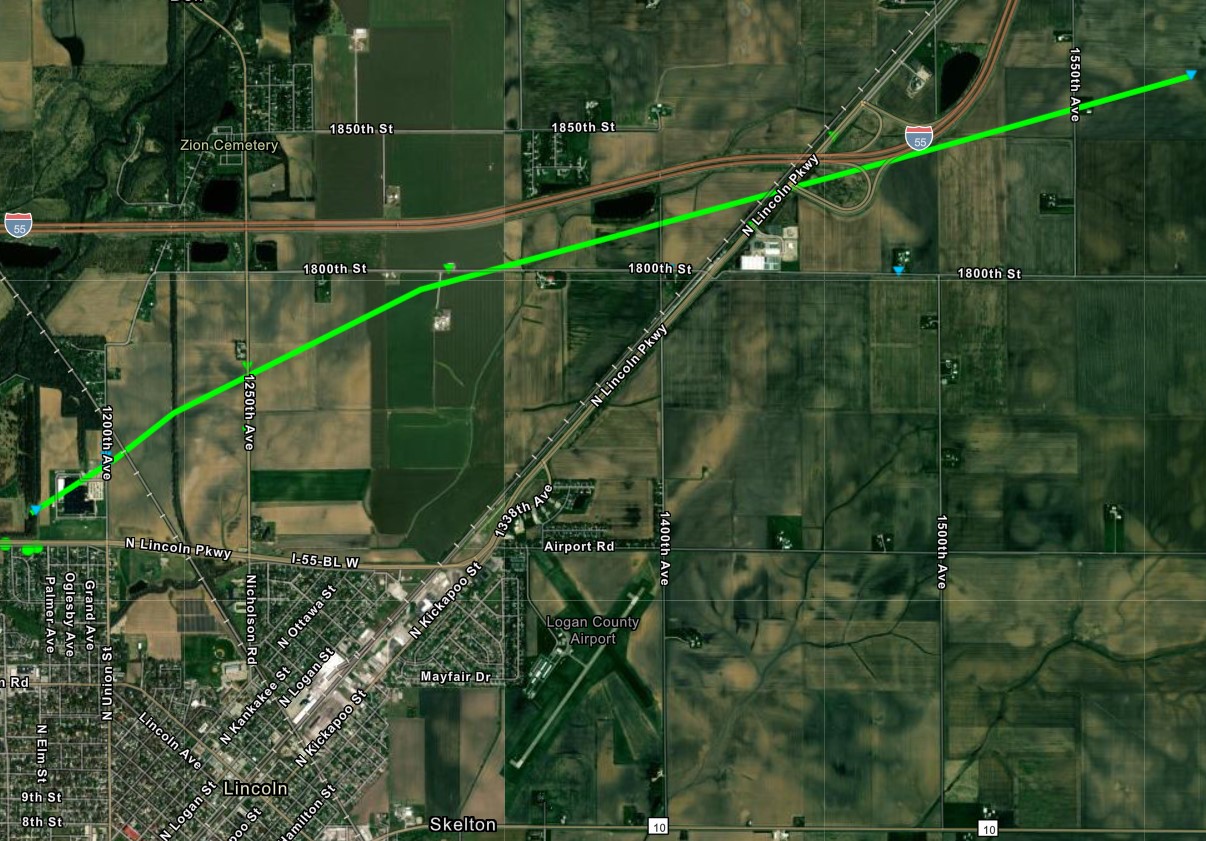 Track Map of Lincoln tornado