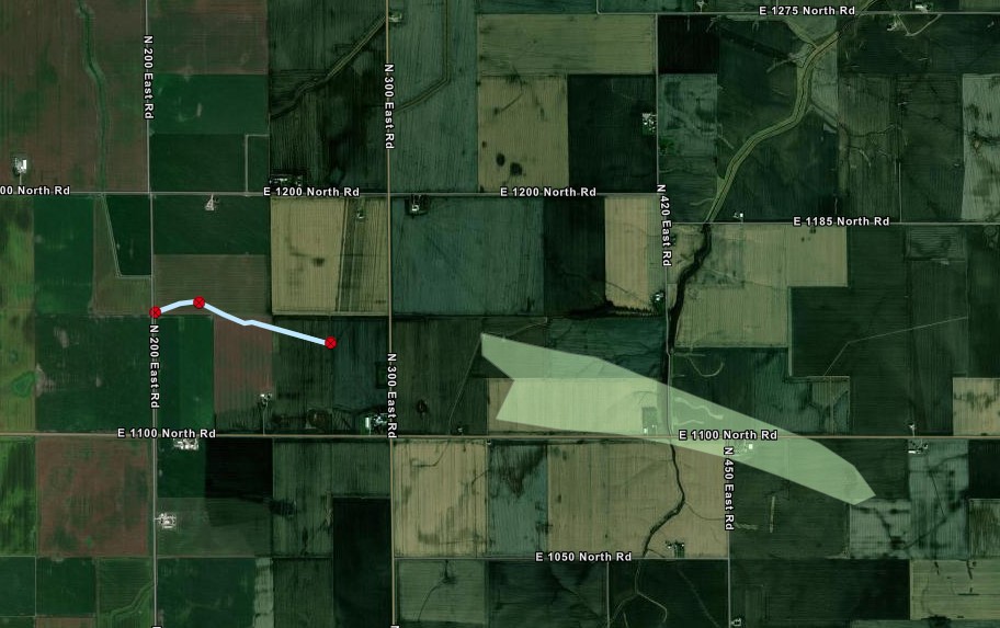 Track Map of Palmer tornado and microburst