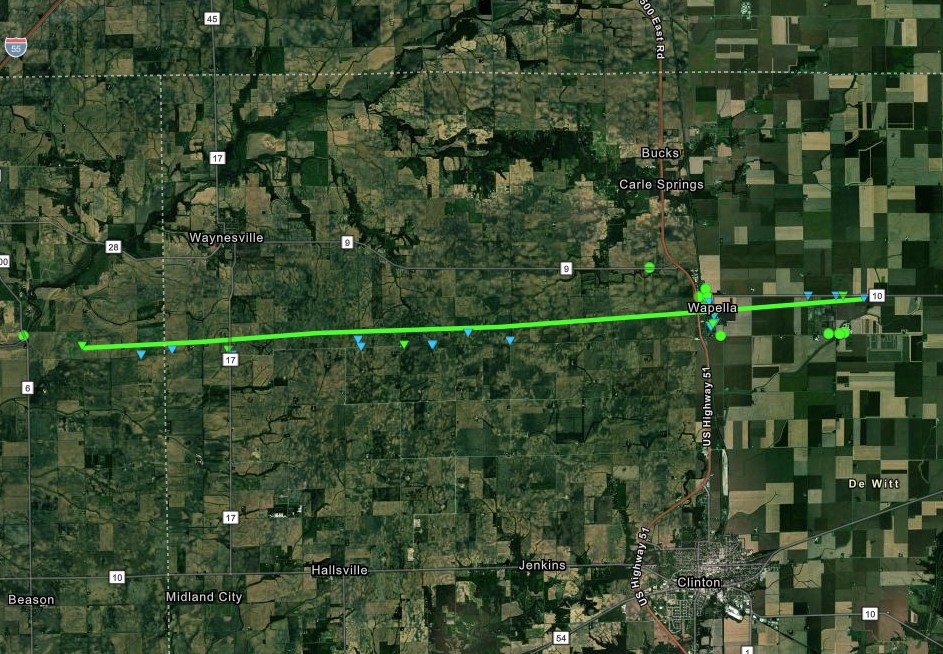 Track Map of Waynesville/Wapella tornado