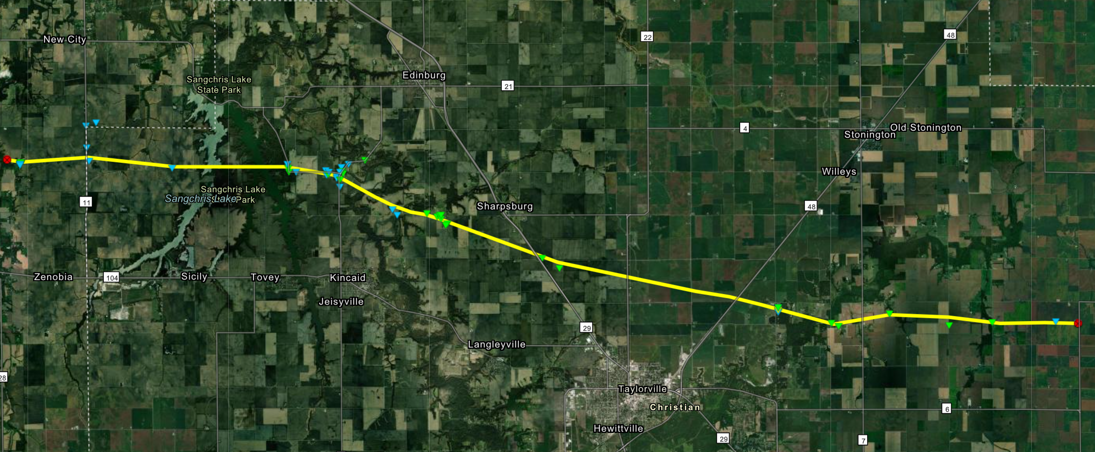 Tornado track map