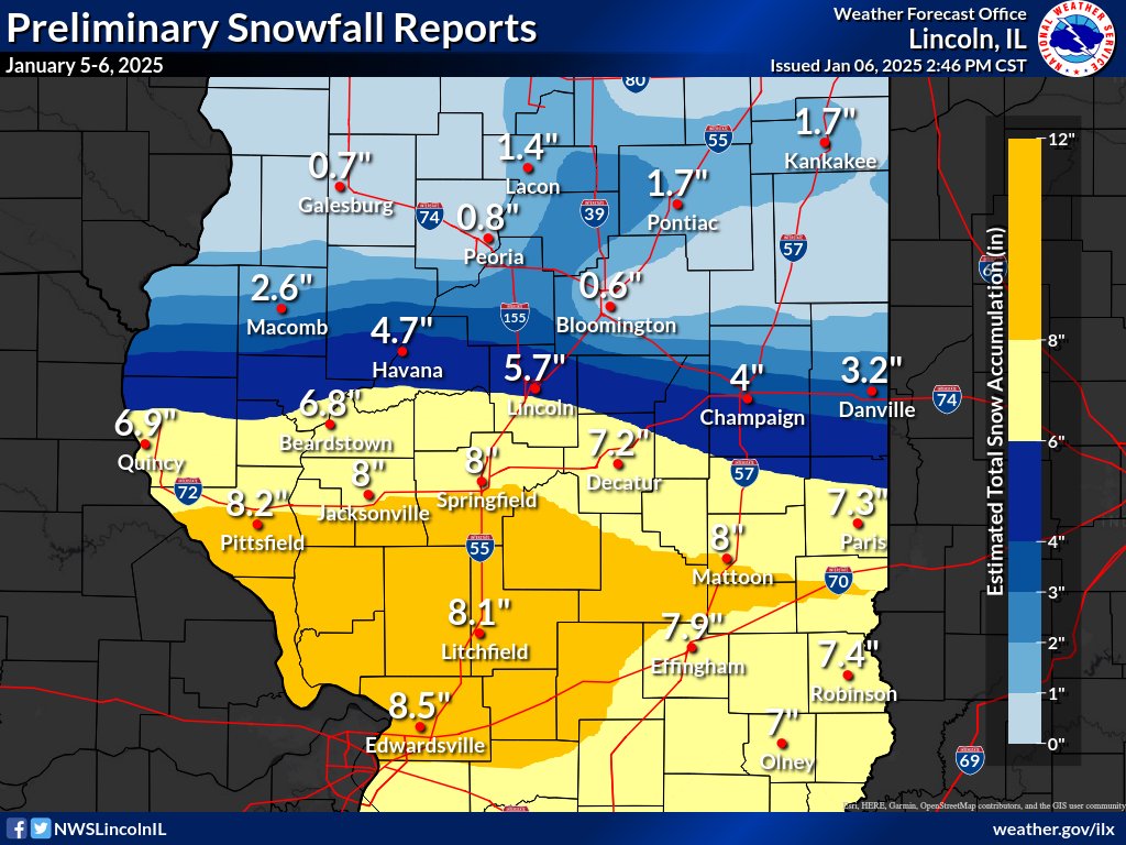 Preliminary snowfall analysis for central Illinois
