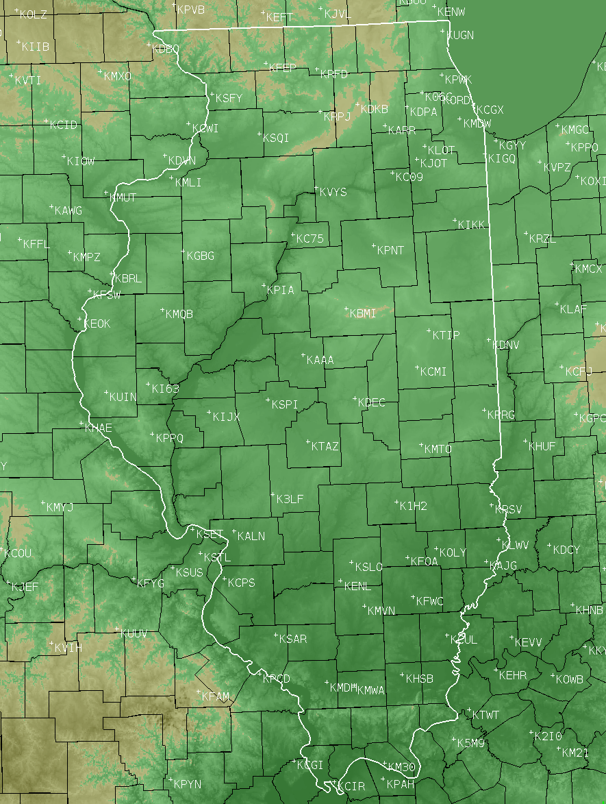 Map of weather stations in and around Illinois