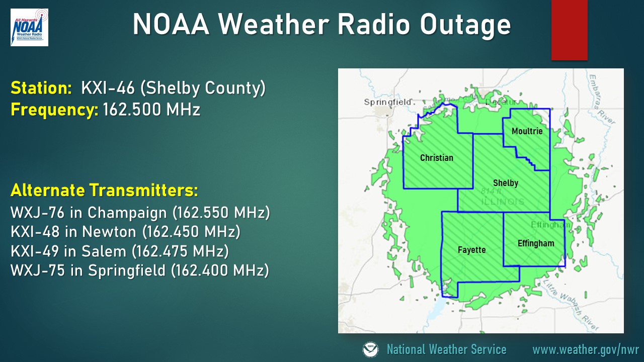 Shelbyville NOAA Weather Radio outage information