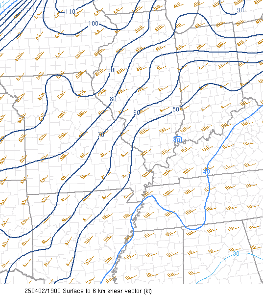 0-6km shear at 2 pm