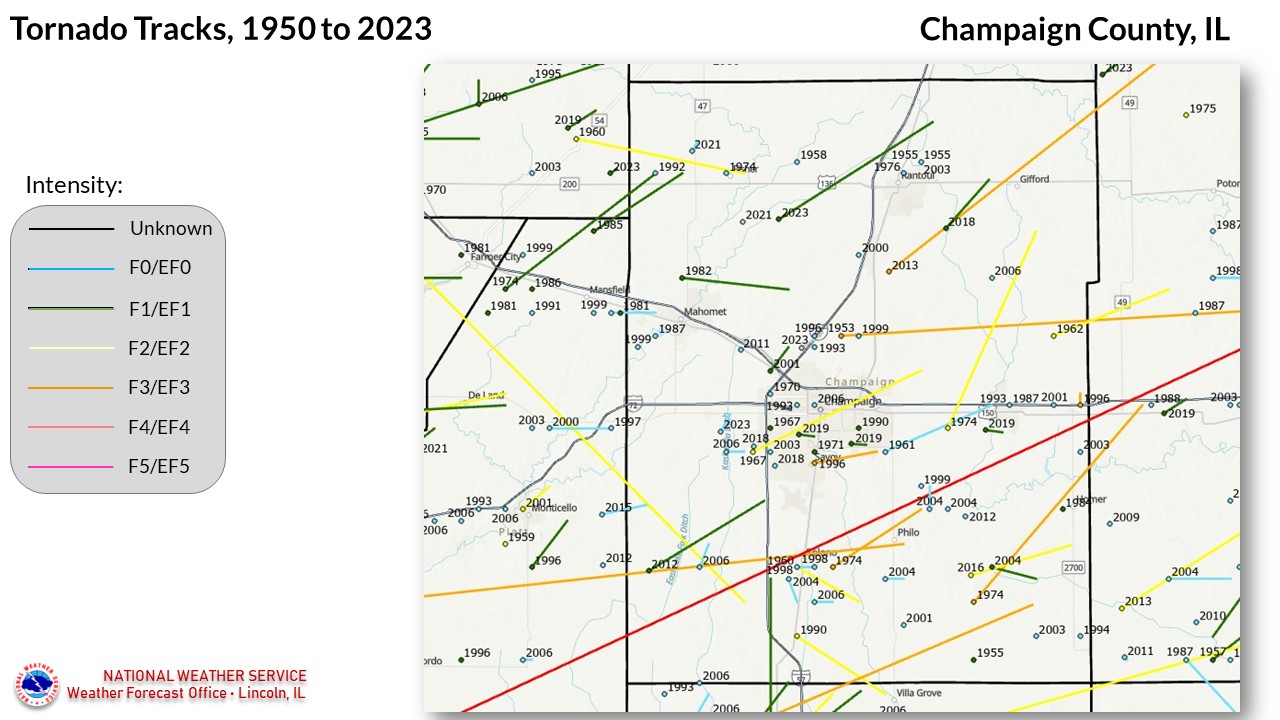 Champaign County tornadoes since 1950