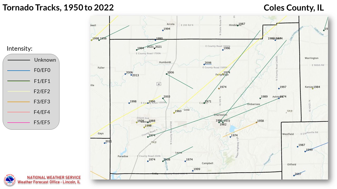 Coles County tornadoes since 1950