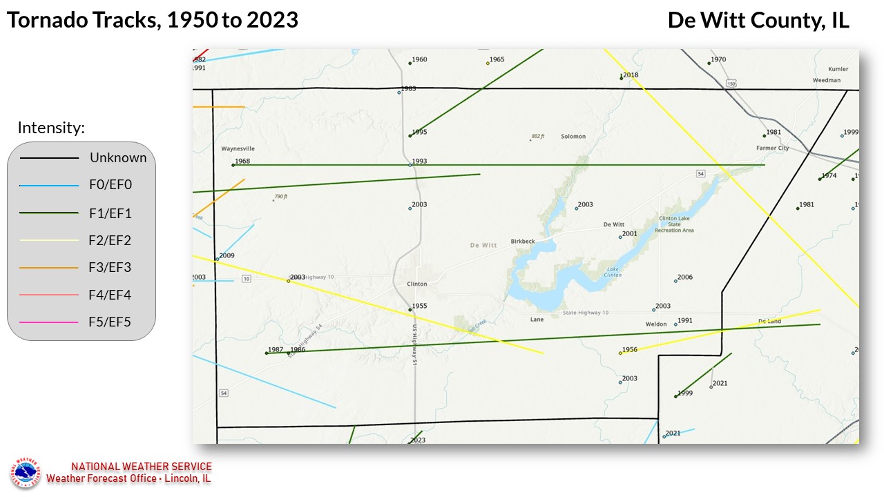 De Witt County tornadoes since 1950