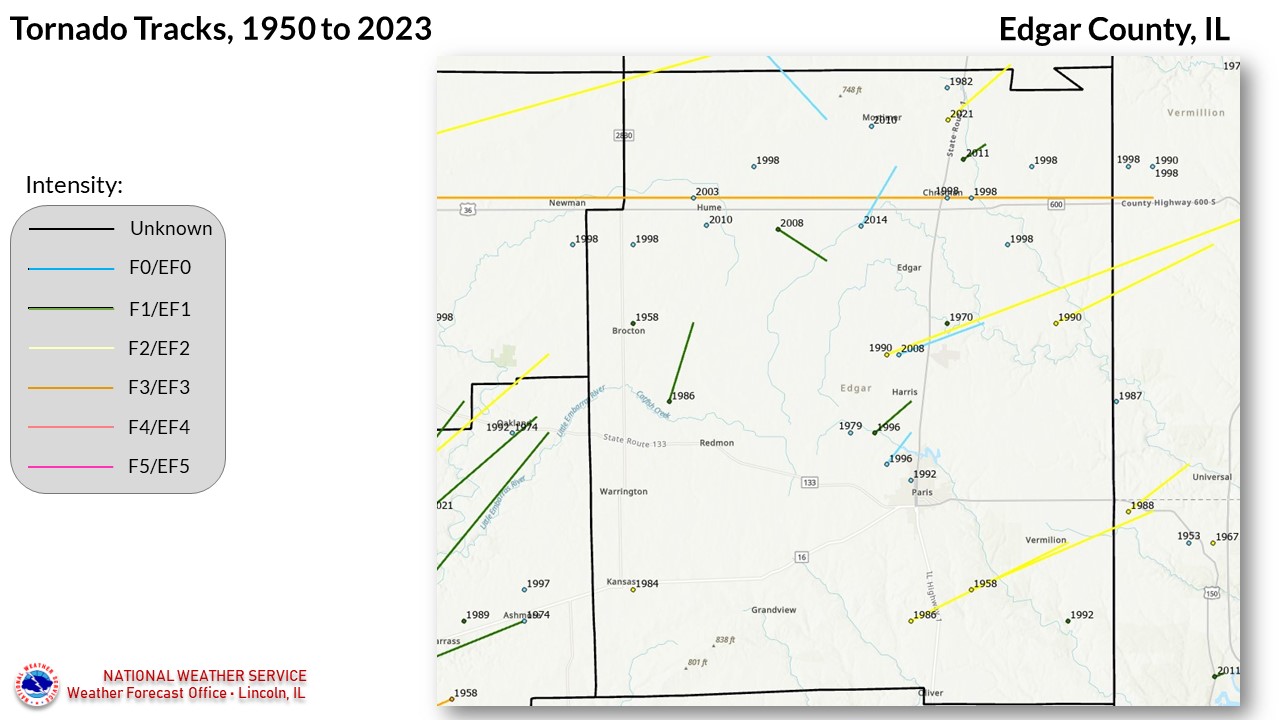 Edgar County tornadoes since 1950