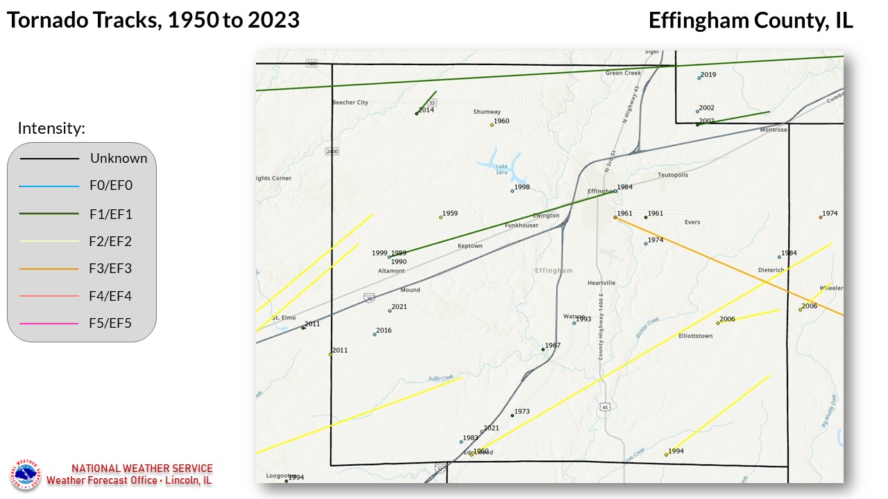 Effingham County tornadoes since 1950